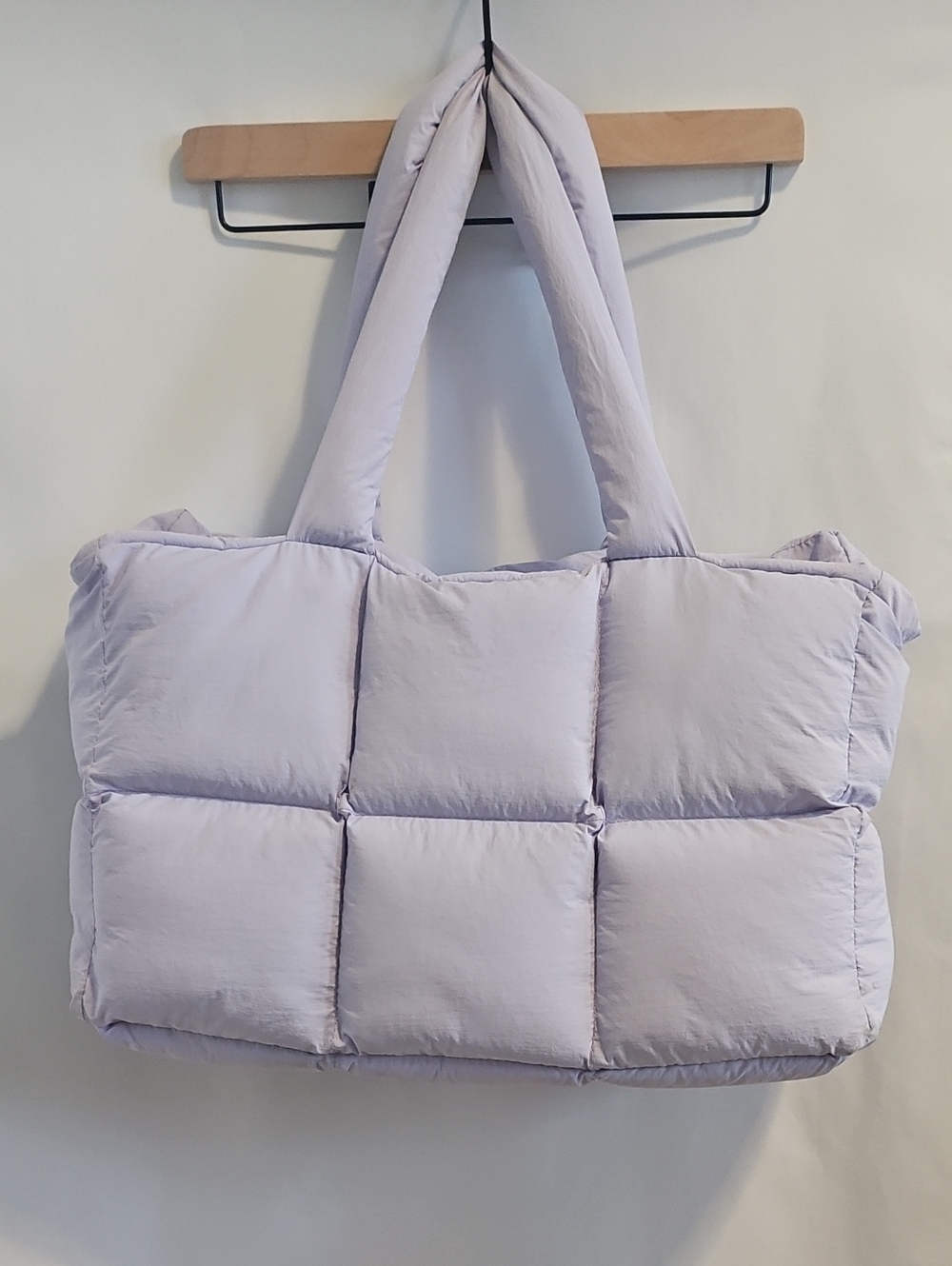Quilted Puffer Tote Bag - Light Lavender